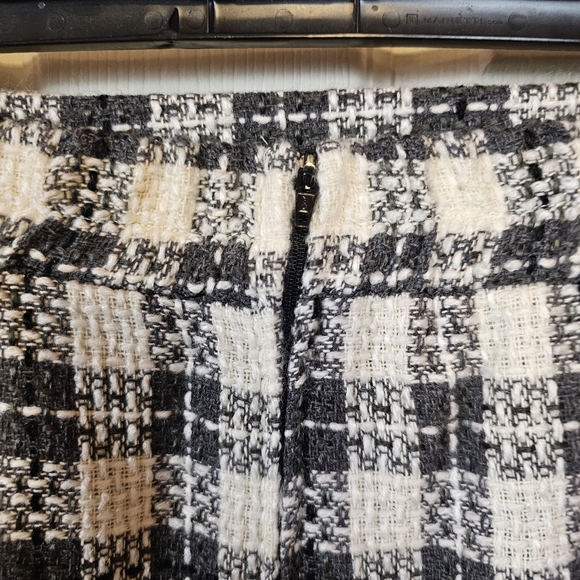 Vintage Tweed Knit Plaid Velvet Checkered Button Down Peplum Blazor Skirt Set - Picture 7 of 16